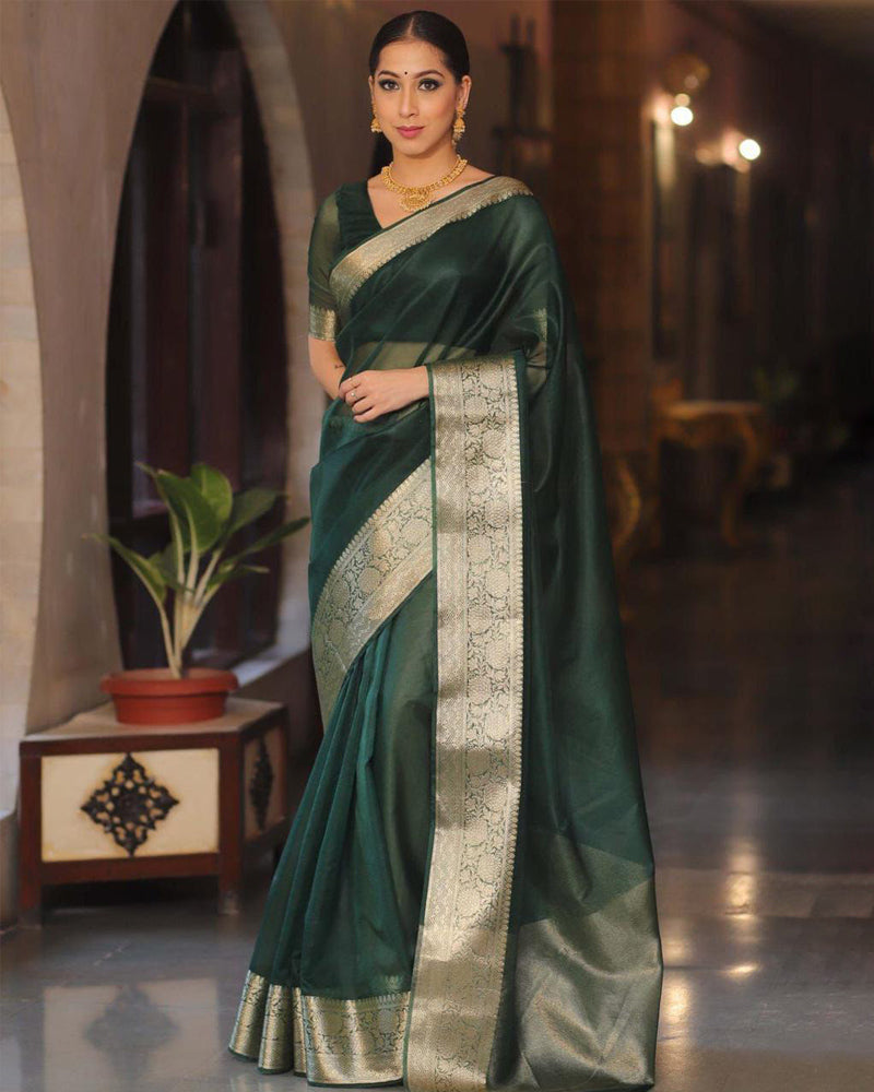 Organza jacquard woven soft & light weight saree