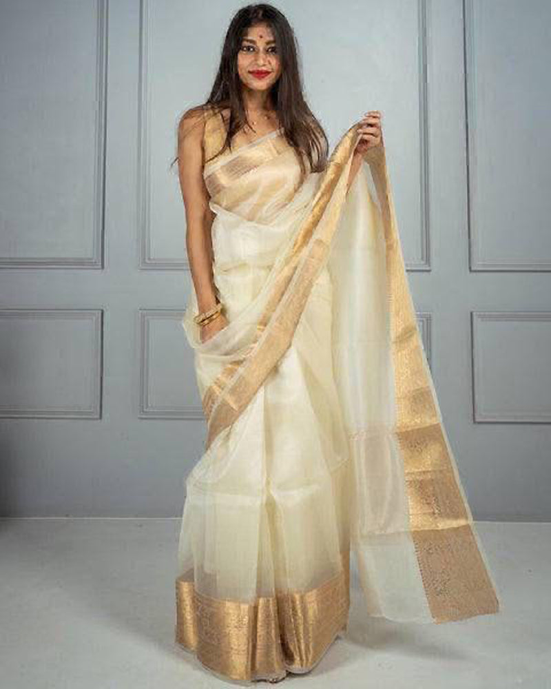 Organza jacquard woven soft & light weight saree