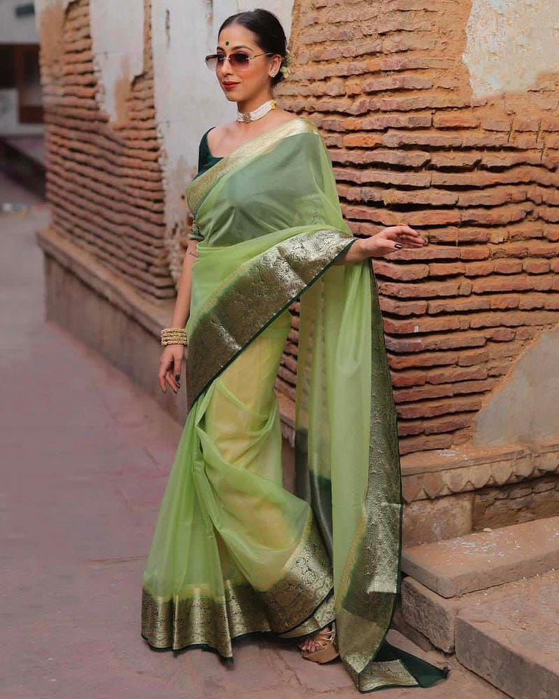 Organza jacquard woven soft & light weight saree