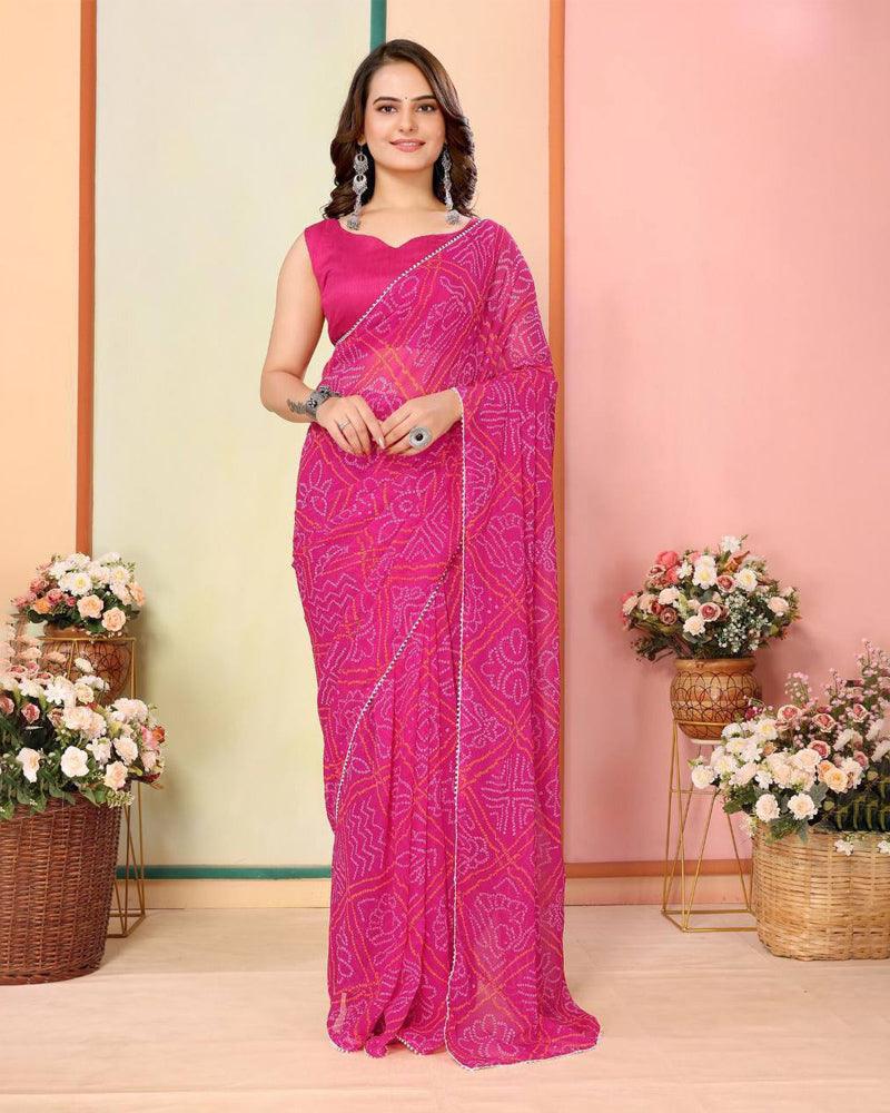 3 Best color of Bandhani print Georgette one minute ready to wear saree