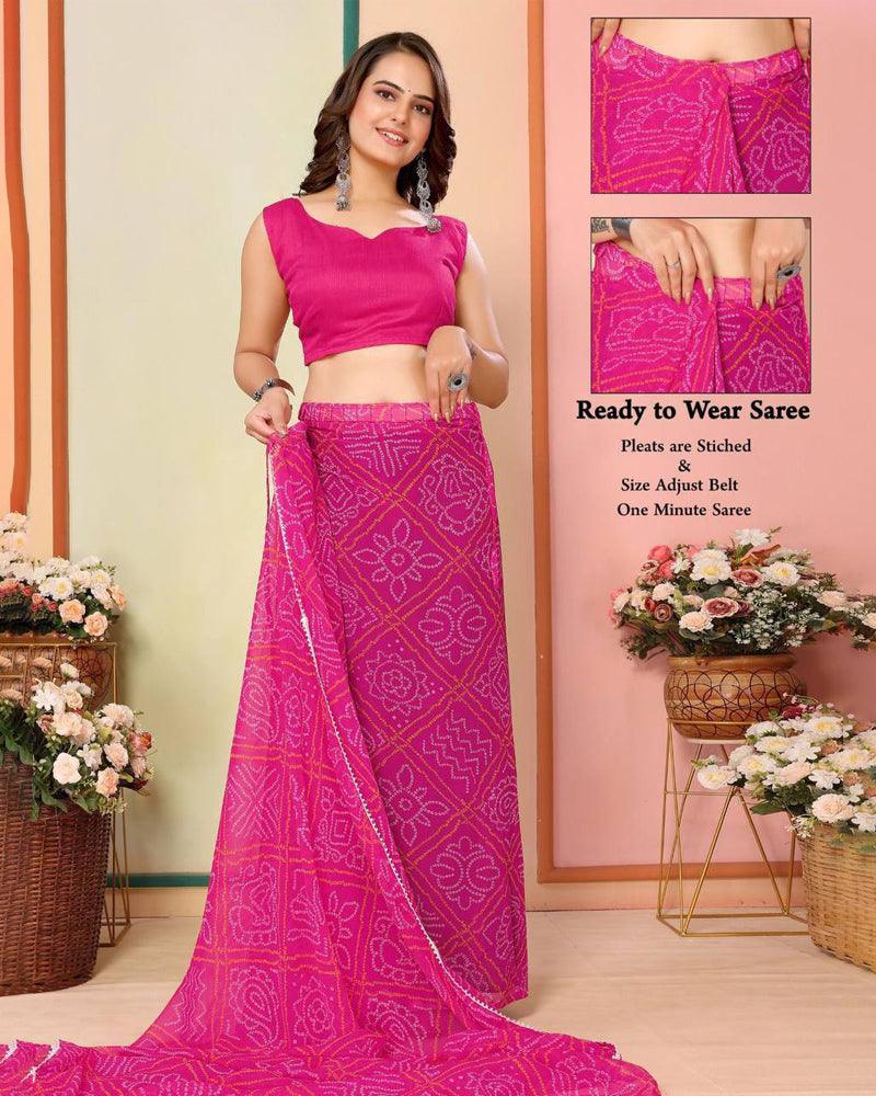 3 Best color of Bandhani print Georgette one minute ready to wear saree