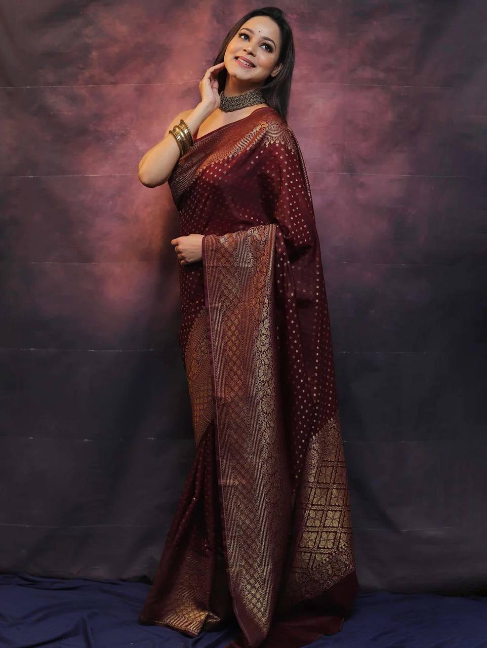 Trending colors of weaving silk saree