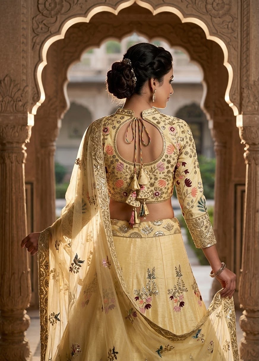 Semi-stitched Fendy Silk lehenga for women up to size 44