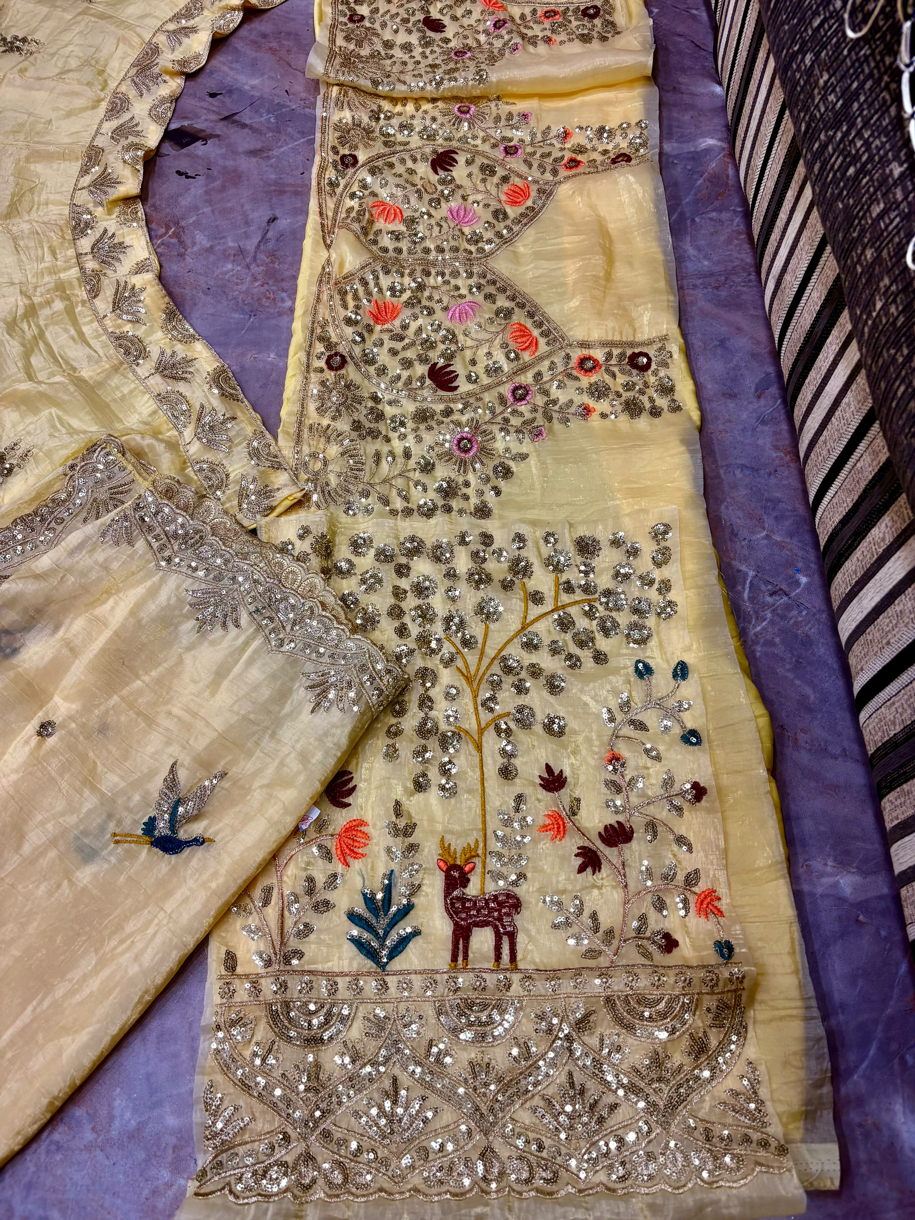 FEALDEAL Fendy Silk lehenga set with embroidered blouse