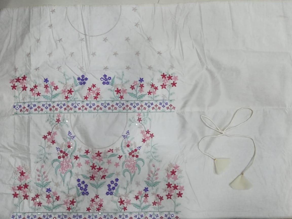 Cream color georgette embroidery lehenga choli