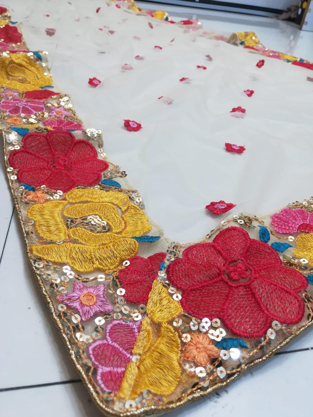 Chikoo Georgette multicolor thread wedding lehenga choli