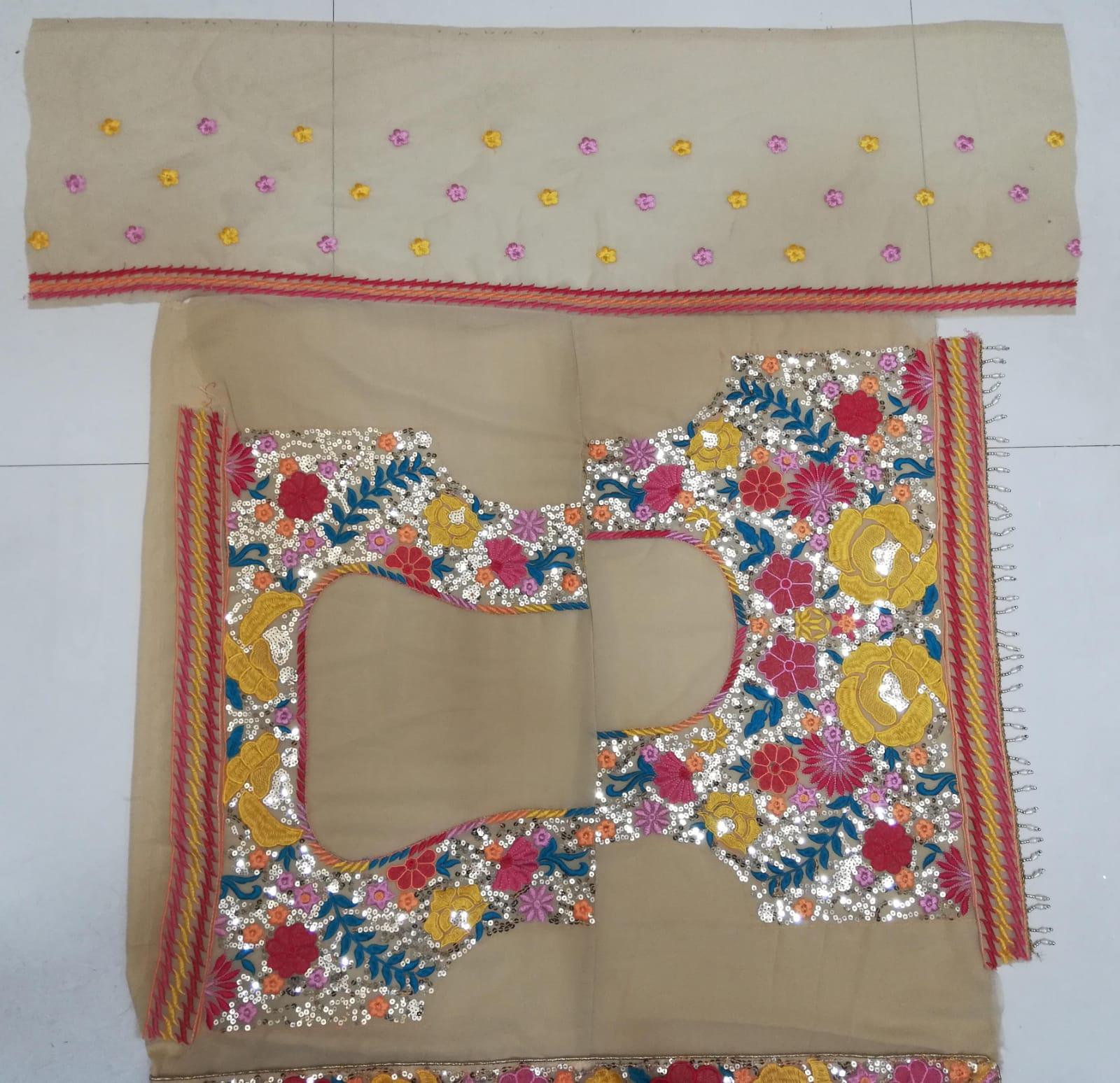 Chikoo Georgette multicolor thread wedding lehenga choli