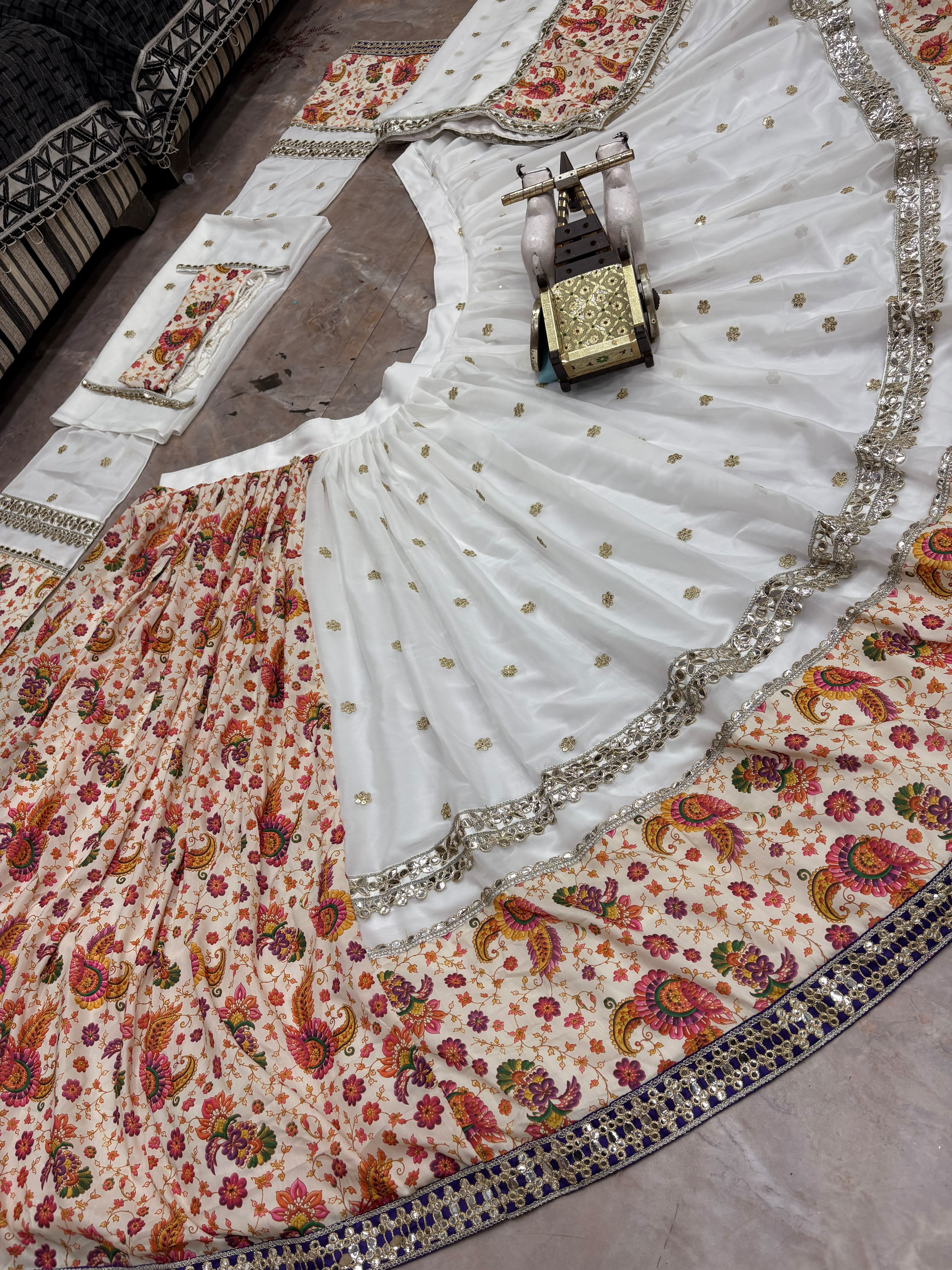 Garba lehenga choli with Muslin Silk and Faux Georgette fabric