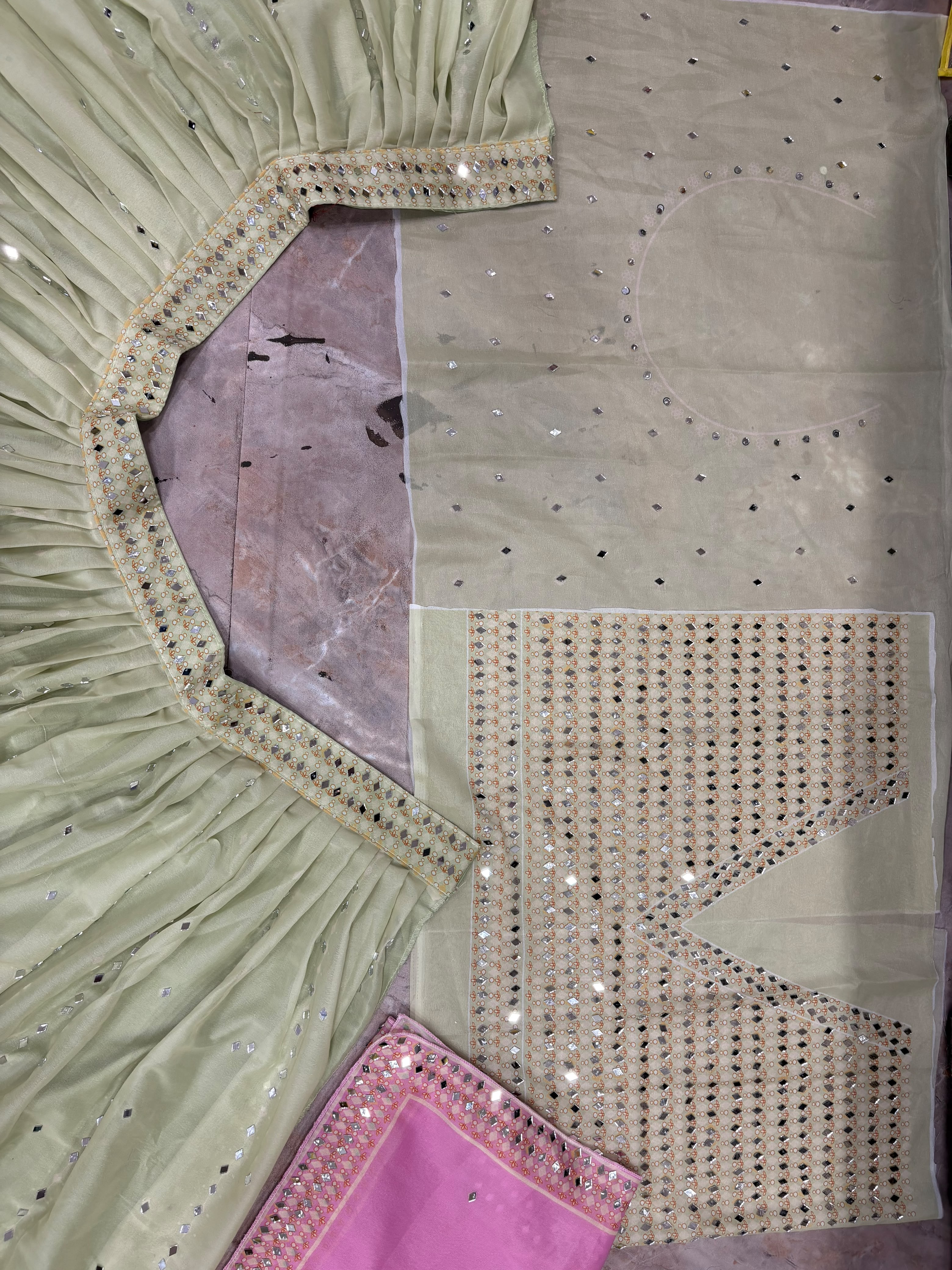 FEALDEAL women lehenga set with 2.2 meter mirror work dupatta