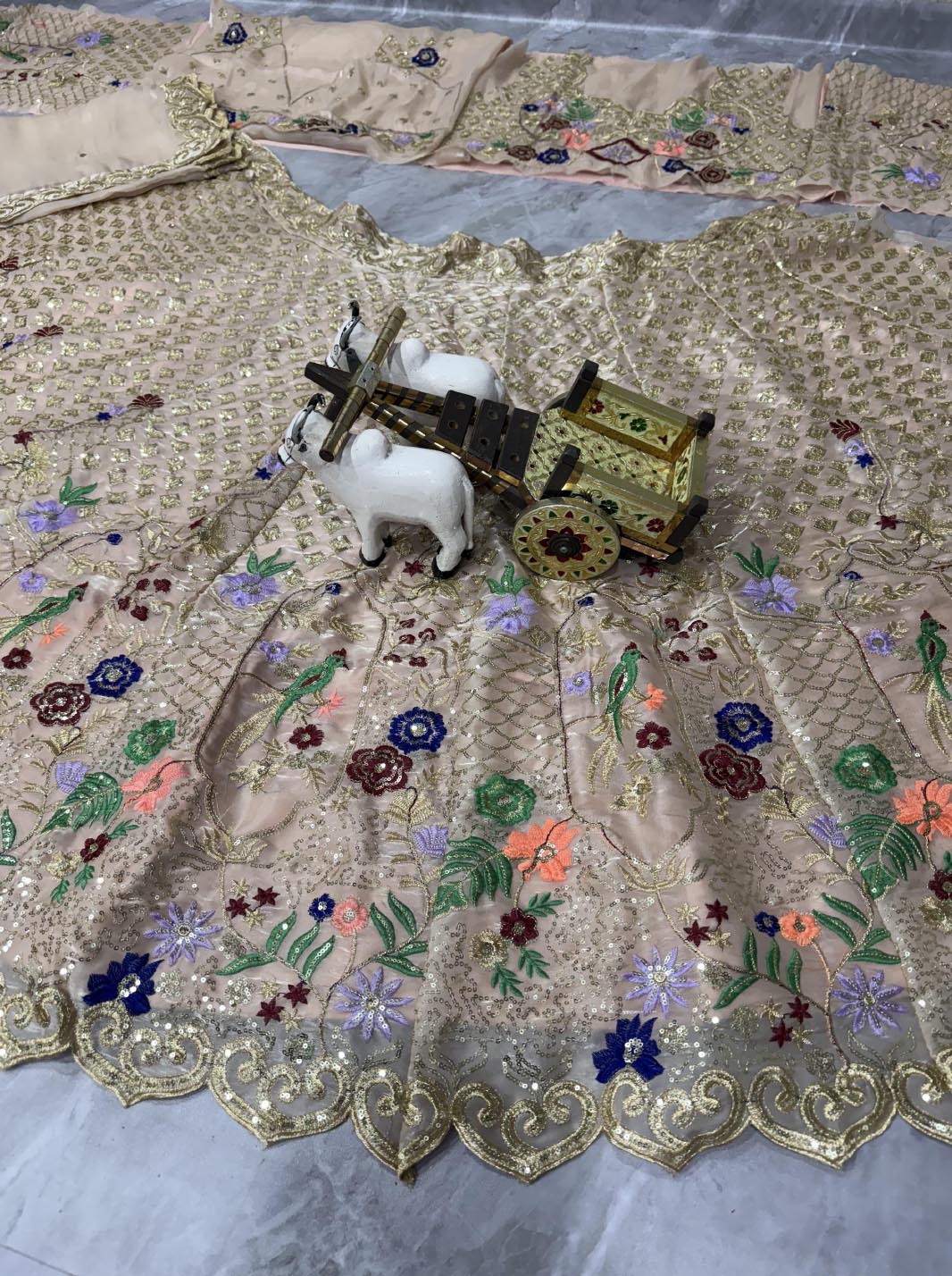 Explore the latest lehenga set with sequins embroidery and rich Jimmy Chu fabric. Ideal wedding lehenga choli for women & girls at affordable lehenga price.