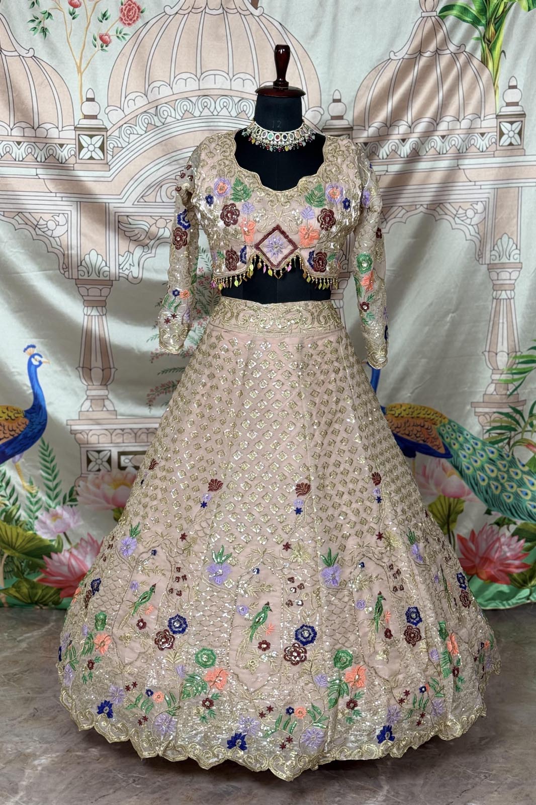 FEALDEAL presents premium lehenga dress with sequins embroidery & dupatta. Stylish lehenga for weddings, receptions & cultural celebrations.