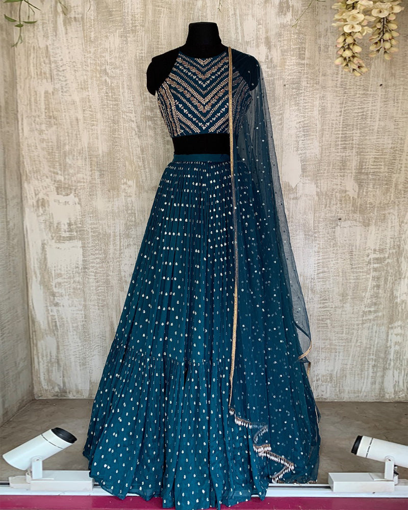 Deep Sea Blue Georgette Lehenga Choli