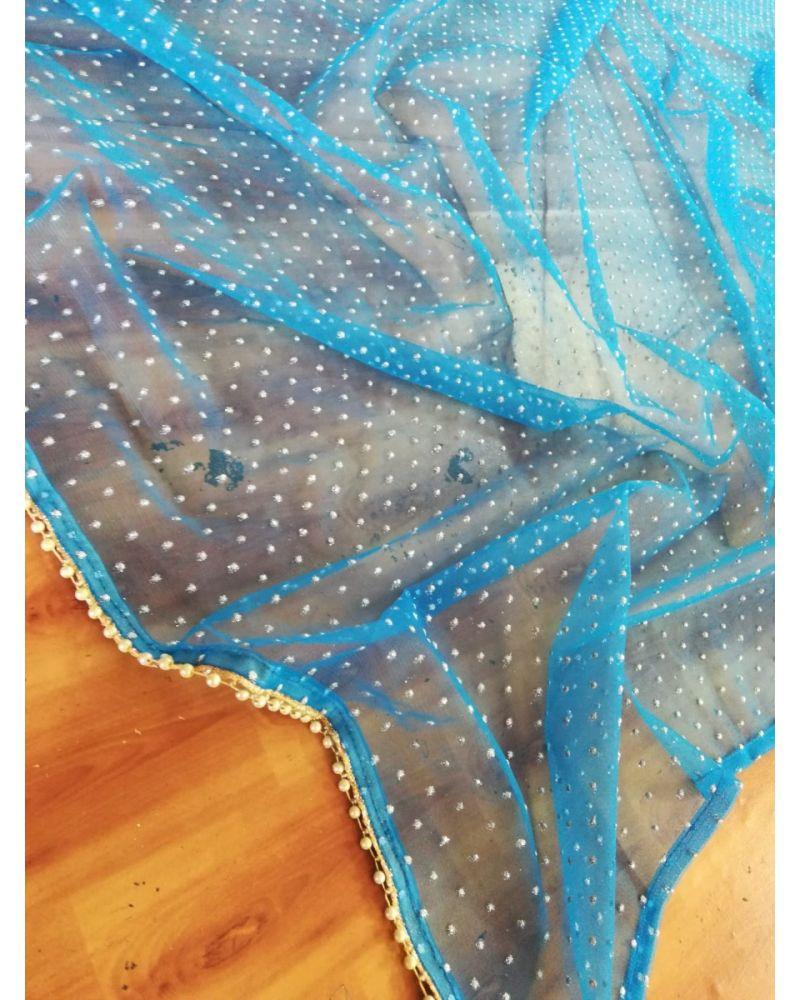 Blue Colored Faux Georgette Sequence Work Lehenga Choli Styles for