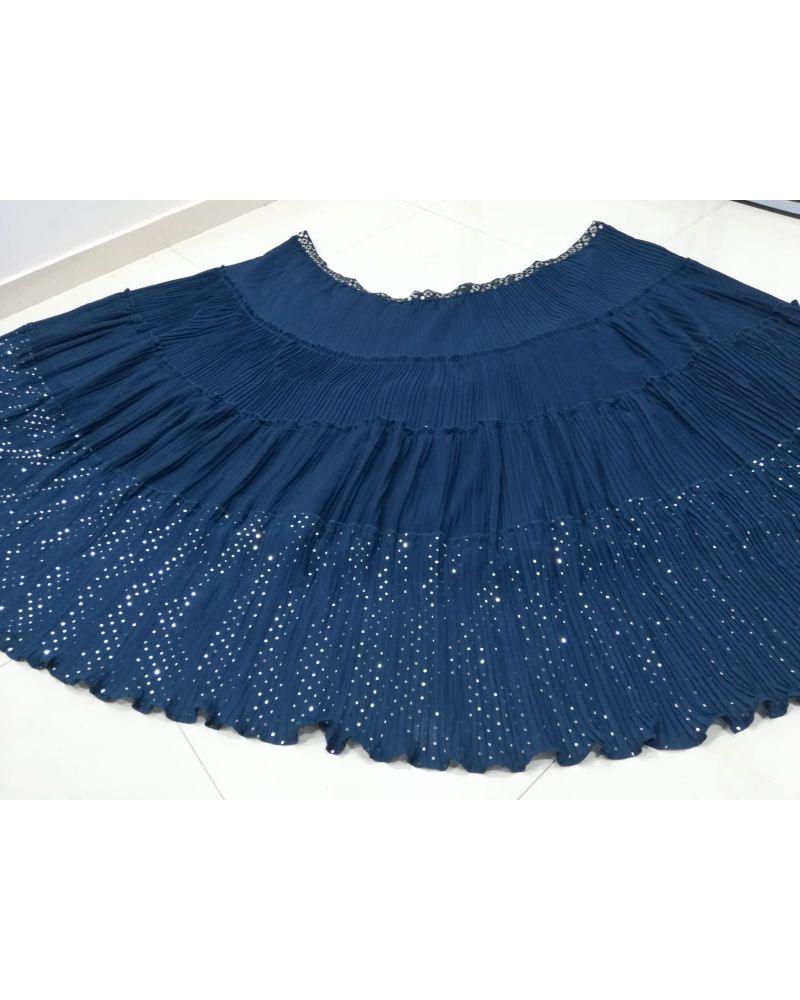 Lehenga choli for cultural show, Lehenga choli with square neckline, Lehenga choli for family function, Lehenga choli with flounce sleeves, Lehenga choli in aqua blue, Lehenga choli for engagement party, Lehenga choli with cutout details, Lehenga choli in fuchsia pink, Lehenga choli for festive night