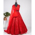 Red georgette embroidery party wear lehenga choli