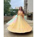 Yellow dola silk multi thread sequins designer Lehenga choli