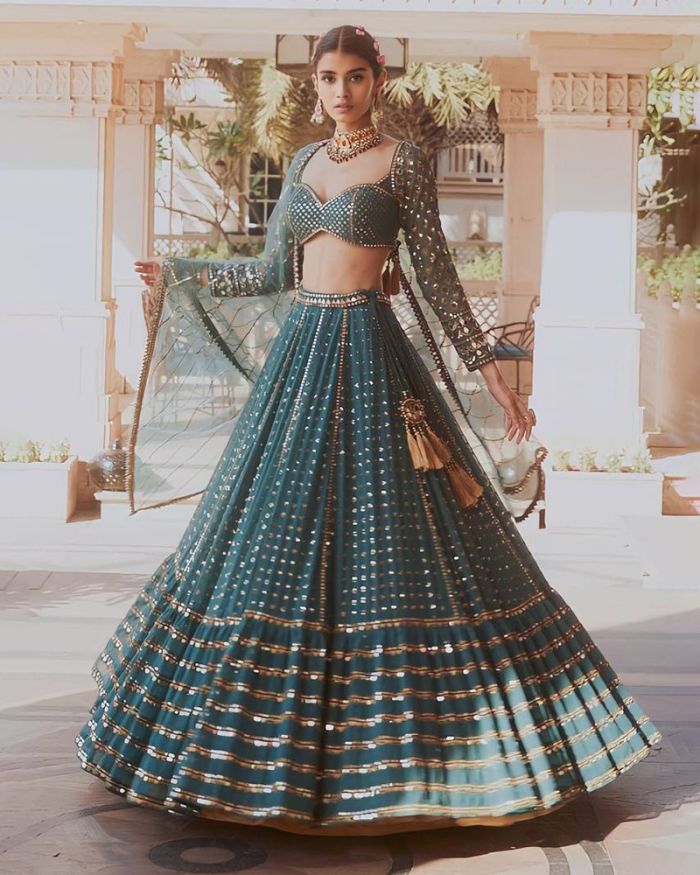 Look beautiful with this Georgette Lehenga with beautiful Silver Sequin  work Embroidery. This… | Latest bridal dresses, Red wedding lehenga,  Stylish wedding dresses