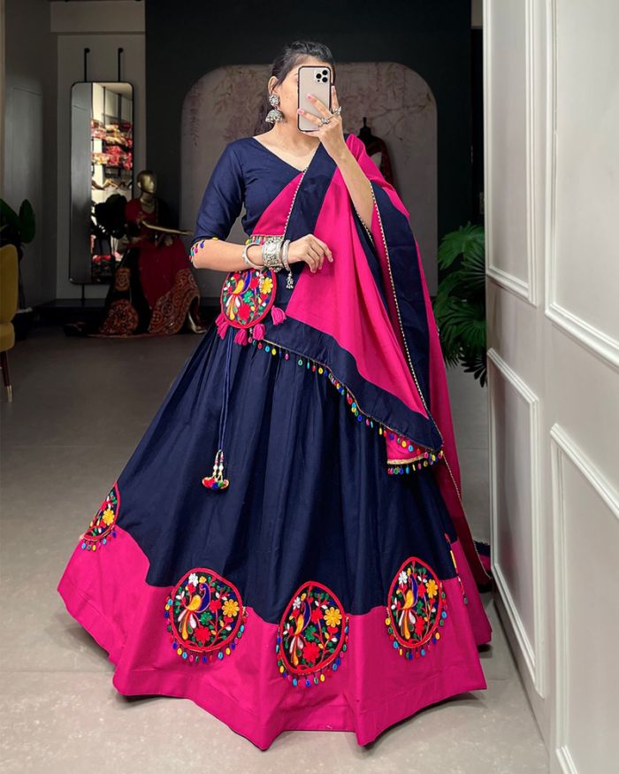 Buy AJFab Girls Yellow, Navy Blue Embroidered Net, Satin Lehenga With Choli  And Dupatta Set (5-6 Years) Online at Best Prices in India - JioMart.