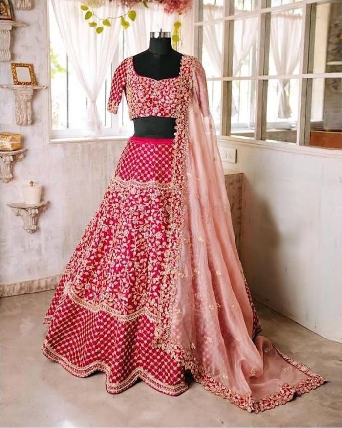 Zarkle Women's Banarasi Silk Jacquard Semi-Stitched Lehenga Choli, Banarasi Lehenga  Choli For Women (LOW ONLINE) (Orange) : Amazon.in: Fashion