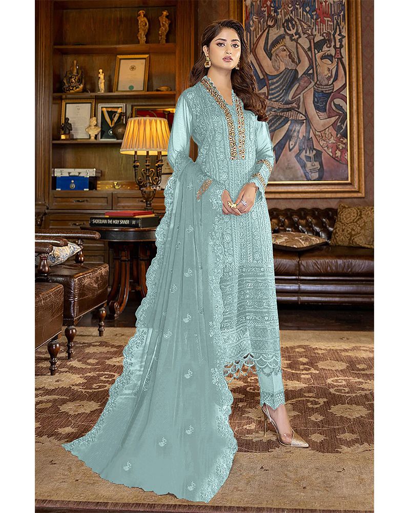 Navy Blue Pakistani Dress with Fine Embroidery #PF324 | Blue pakistani dress,  Pakistani formal dresses, Pakistani dresses