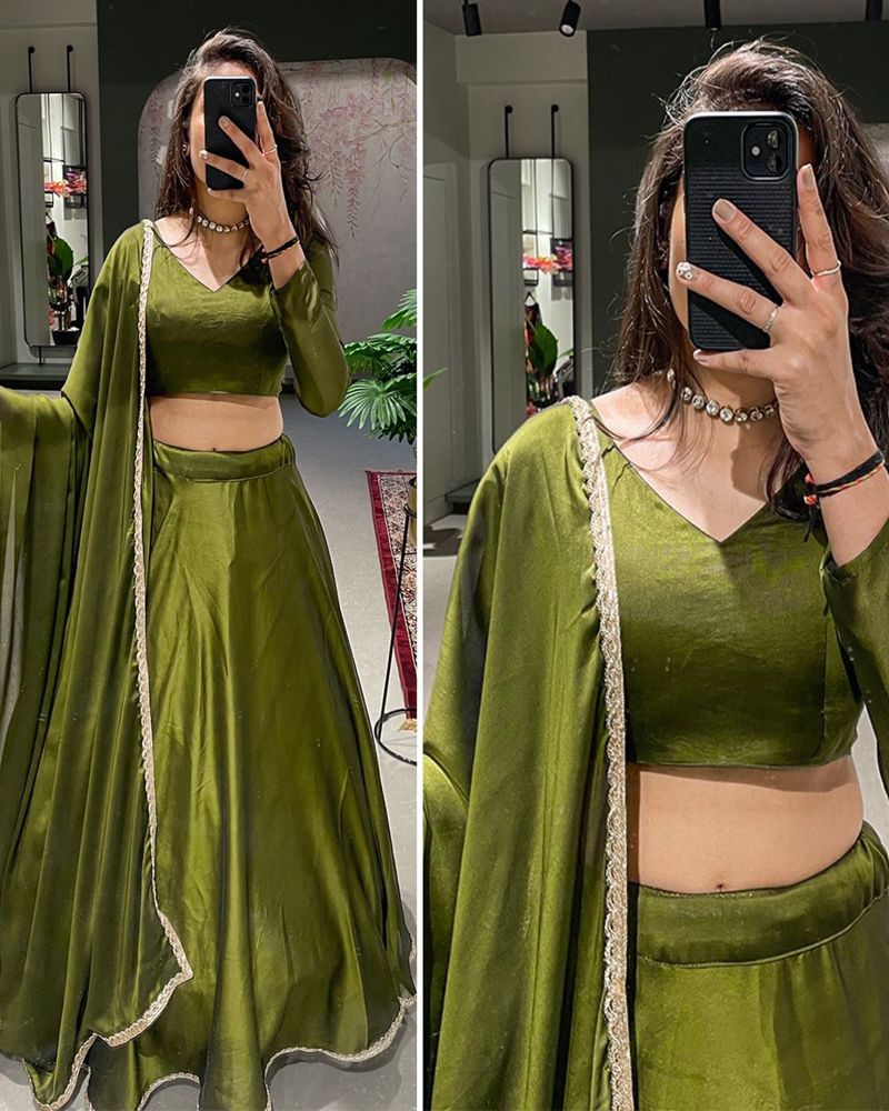 Green Lehenga Choli Indian Wedding Wear Lehnga Choli Stylish