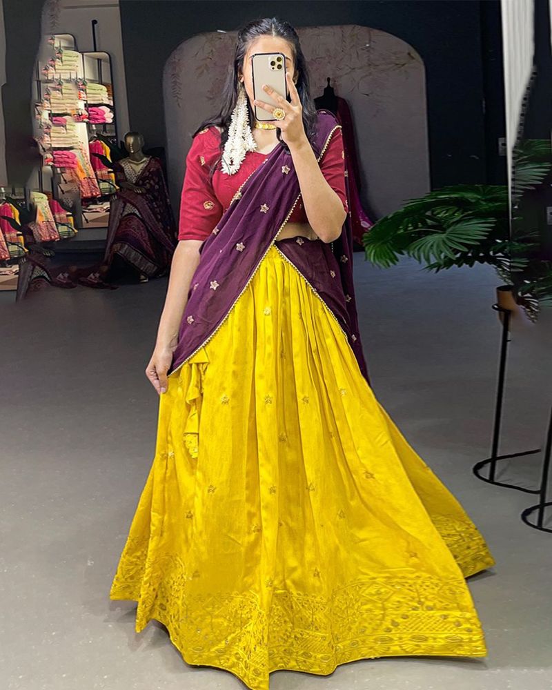 Mustard Yellow Haldi Lehenga for Bride | Indian Bridal Wear – B Anu Designs