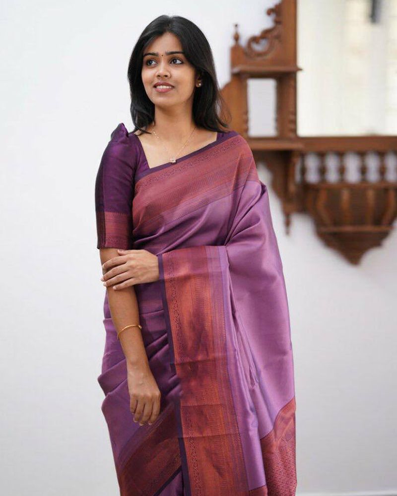 Lilac Color Wedding Saree with Scalloped Embroidered Border – Apparel  Designer