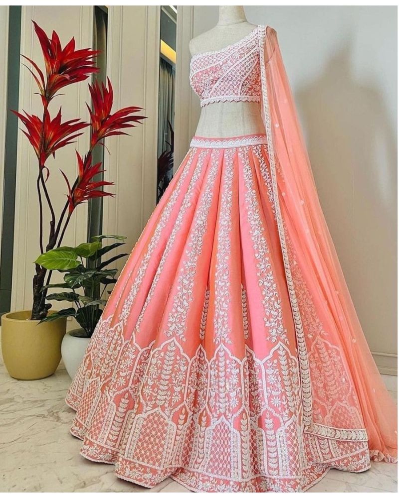 Shimmering Blush Pink Designer Embroidered Wedding Lehenga | Saira's  Boutique-thephaco.com.vn