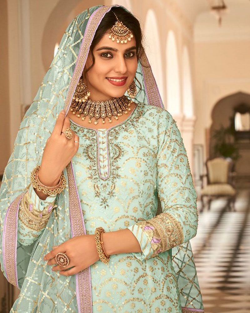 Buy Readymade Blue Sharara Suit, Pakistani Dress, Eid Salwar Kameez, Party  Wear Suit. Jaggo & Mehndi Special Suit Sr-1453. Gift for Her UK, US, Online  in India - Etsy