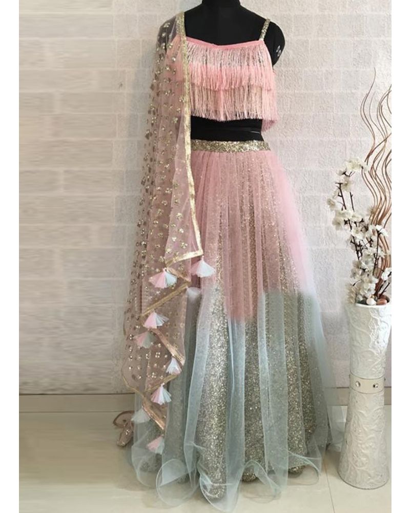 Peach Divergence Silk Appliquéd and Embellished Lehenga With Blouse An –  Studio East6