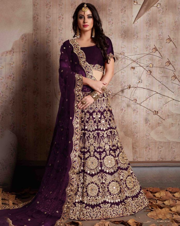 Wine Colour New Exclusive Wedding Wear Heavy Work Latest Bridal Lehenga  Choli Collection 8704 - The Ethnic World
