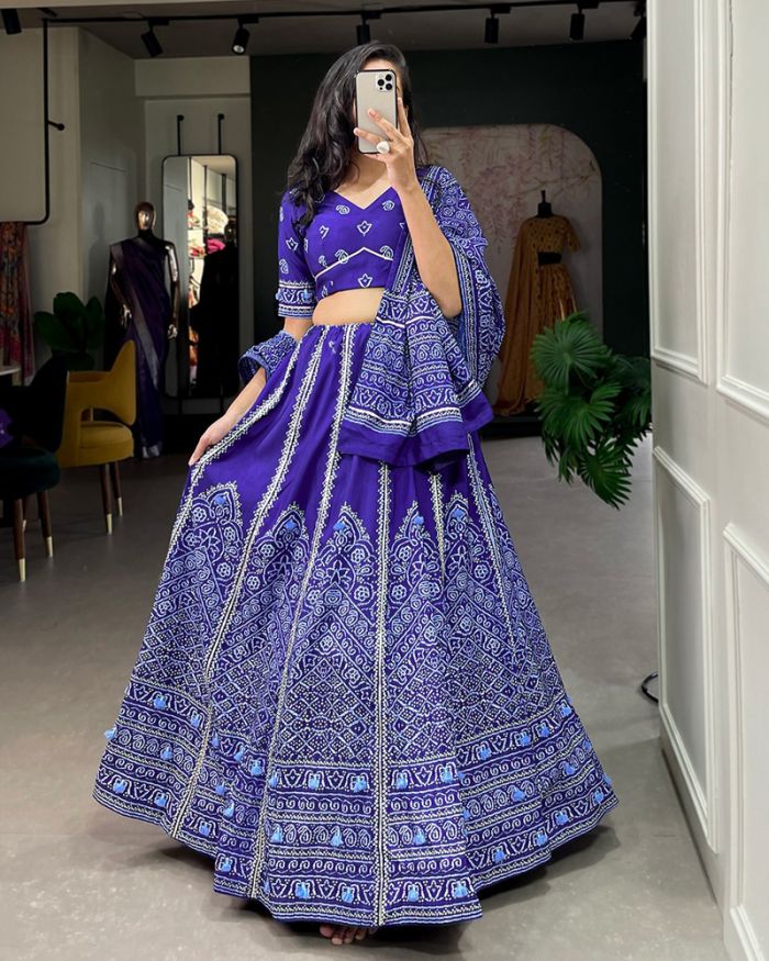 Women's Royal Blue Lehenga (3 Pc Set) - Label Shaurya Sanadhya – Trendia
