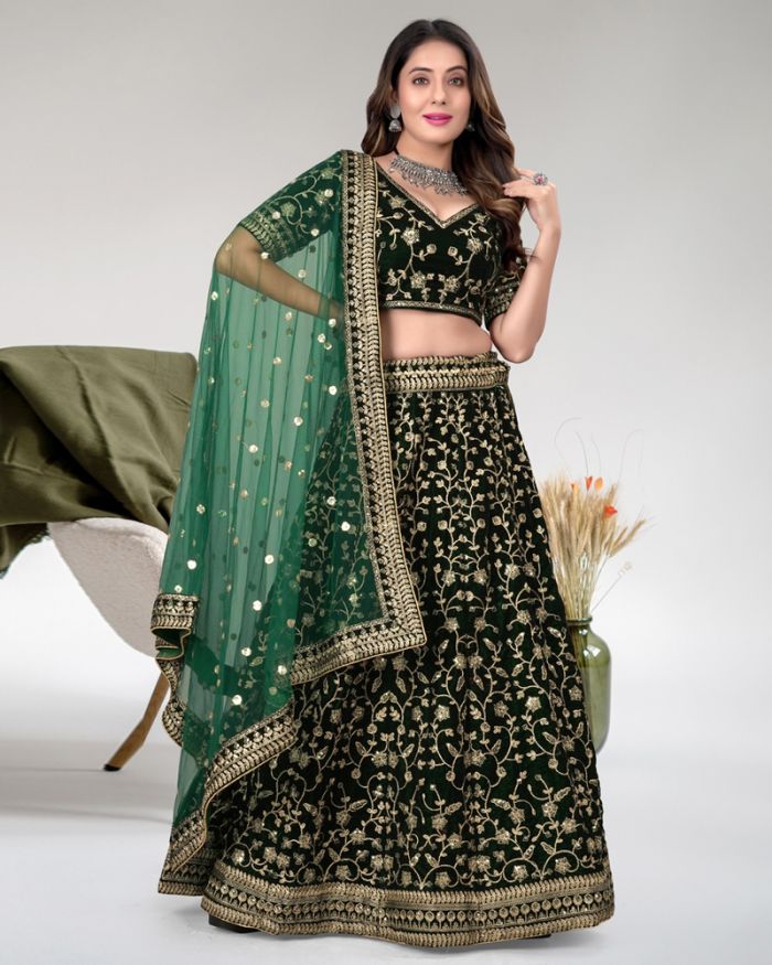 Dark Green Colour Embroidery Lehenga Choli, Gagra Choli Wedding, Party Wear  Dress, Wedding Dress, - Etsy Norway