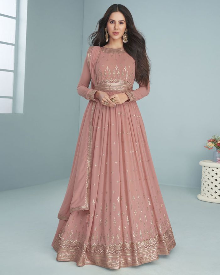 Peach Color Party Gown Online in India