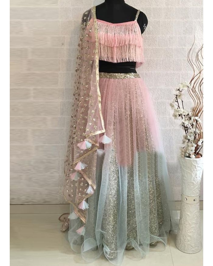 Light Pink Heavy Designer Sequence Work Wedding/PartyWear Special Lehenga  Choli - Indian Heavy Anarkali Lehenga Gowns Sharara Sarees Pakistani  Dresses in USA/UK/Canada/UAE - IndiaBoulevard