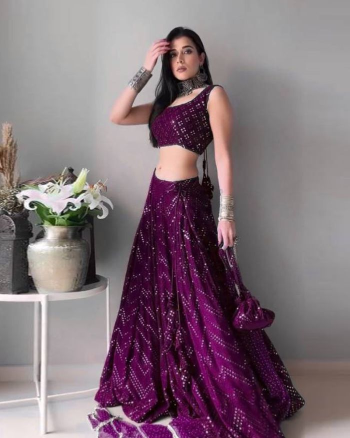 Buy Traditional Wear Hot Pink Sequins Work Faux Georgette Lehenga Choli  Online From Surat Wholesale Shop.